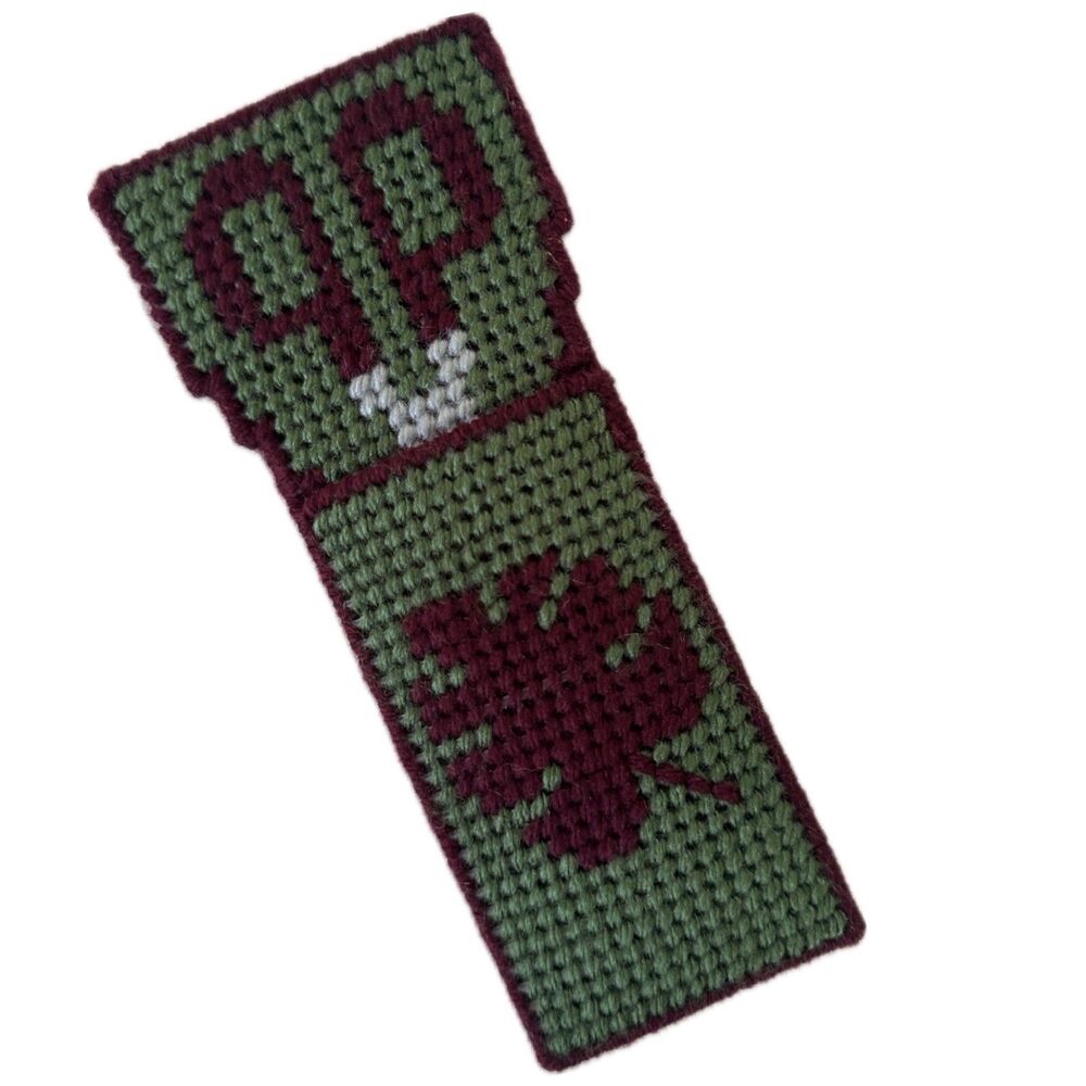 Handmade Handcrafted Needlepoint Tropical Monstera Scissors Storage Holder